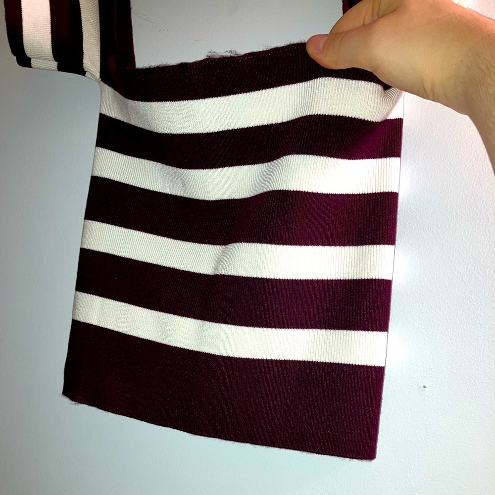 L | Maroon/Wht Strip Crop Top - Picture 6 of 6